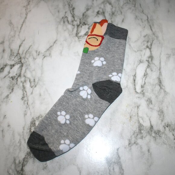 CAT LADY Socks Ankle Short Anklets Animal Print Pawprints Gray Orange Ginger Cat - Picture 4 of 10